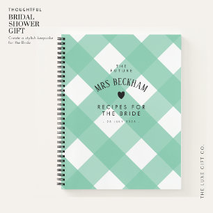 Classic Green Gingham Brautparty Gift Rezept Notizbuch