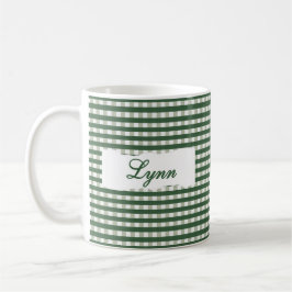 Classic Green Gingham Personalized Name  Kaffeetasse