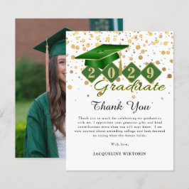 Classic Green Gold Abschluss Foto Dankeskarte