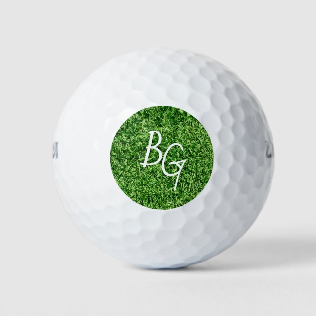 Classic Green Golf Grass Mit Monogramm Custom Golfball (Vorderseite)