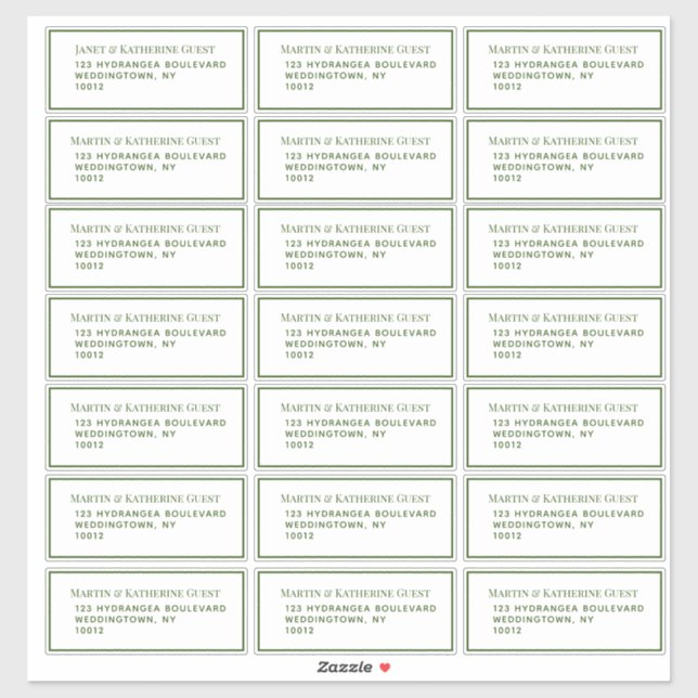 Classic Green Guest Mailing Labels 21 pro Blatt (Blatt)