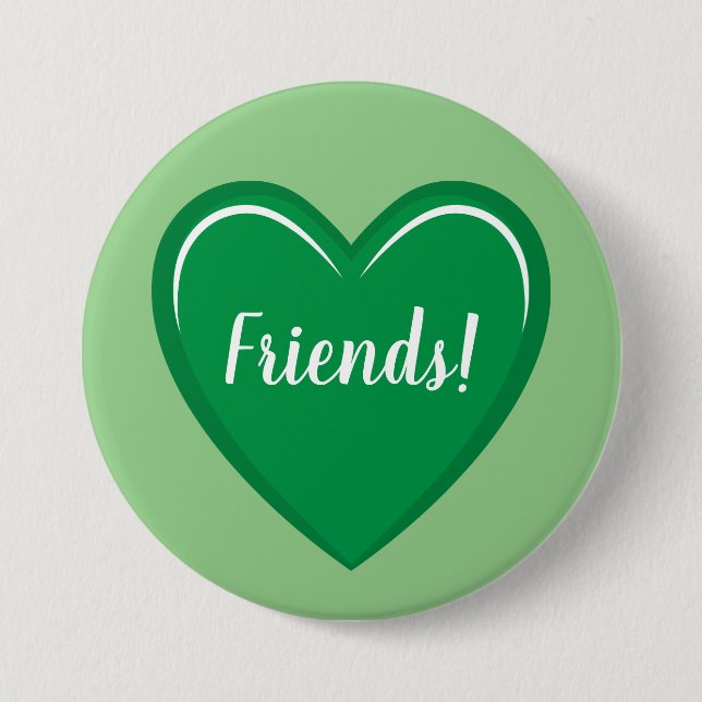 Classic Green Heart Design mit Friends Text Button (Vorderseite)