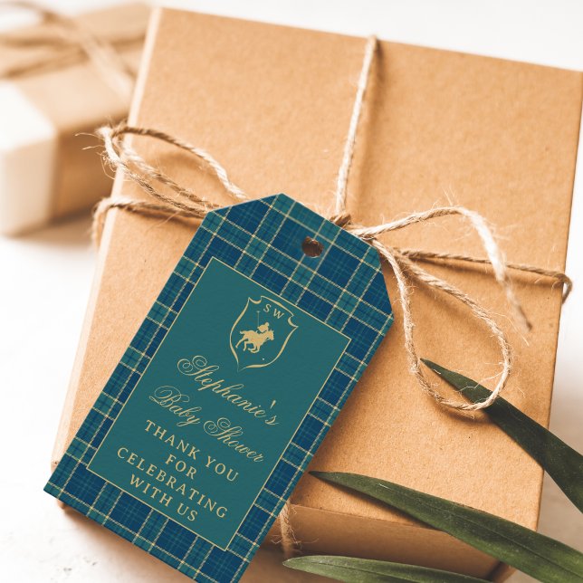 Classic Green Kariert Polo Reittier Baby Dusche Geschenkanhänger (Von Creator hochgeladen)