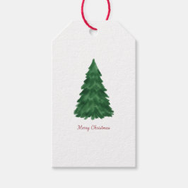 Classic Green Pine Tree Merry Christmas Tag Geschenkanhänger