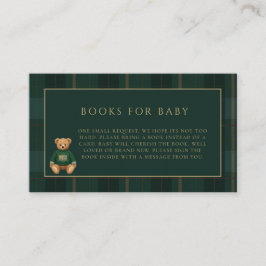 Classic Green Plaid Teddy Bear Theme Baby Shower Begleitkarte