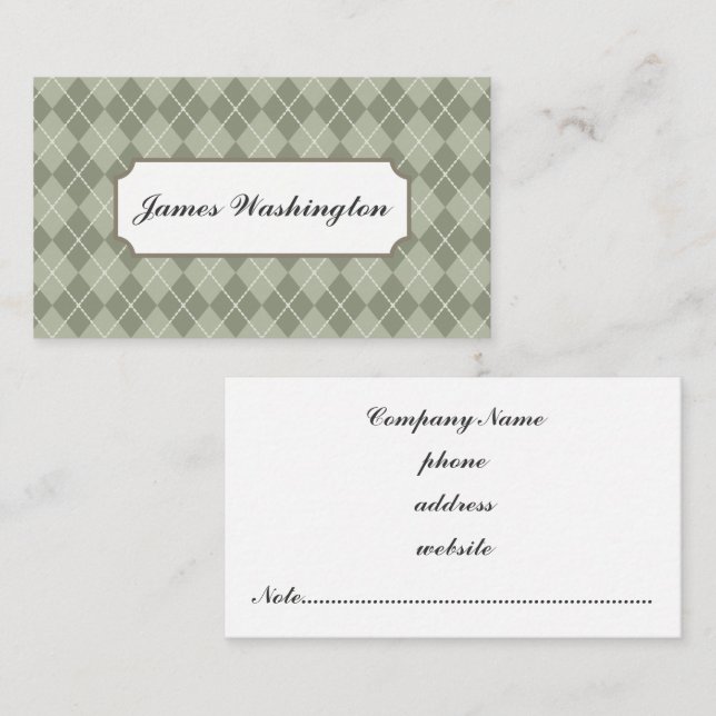 Classic Green Raute Business Card Visitenkarte (Vorne/Hinten)