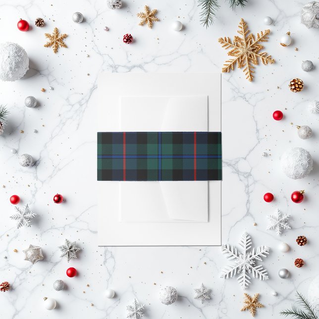 Classic Green & Red Tartan Weihnachten Einladungsbanderole (Classic Green & Red Tartan Christmas Invitation Belly Band)