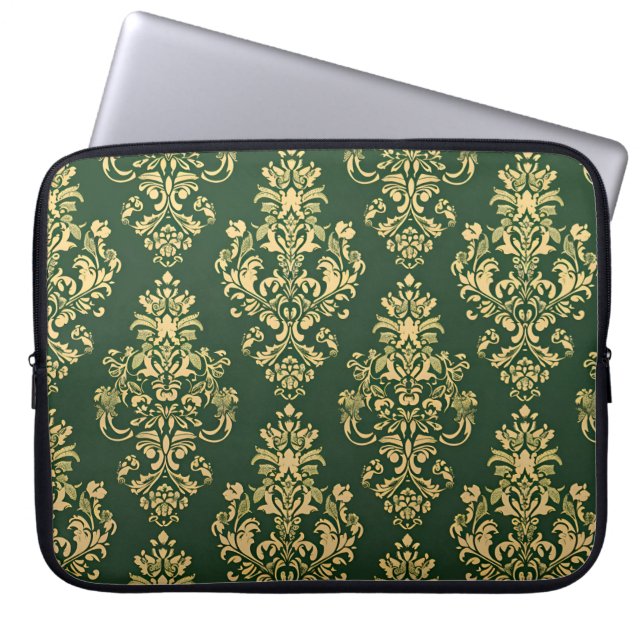 Classic Green Rokoko Ornamentation Laptopschutzhülle (Vorderseite)