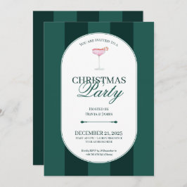 Classic green stripe Christmas Invitation Einladung