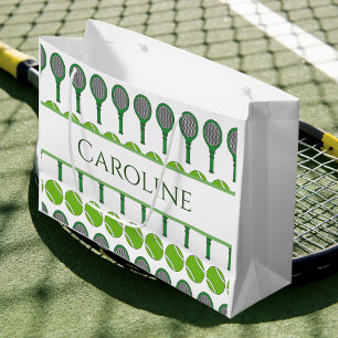 Classic Green Tennis Rackets Balls Girls Cool Große Geschenktüte