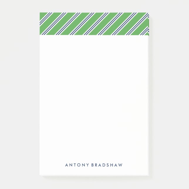 Classic Green und Blue Stripes Post-it Klebezettel (Vorderseite)