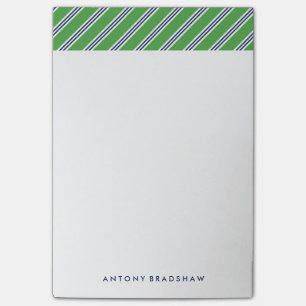 Classic Green und Blue Stripes Post-it Klebezettel