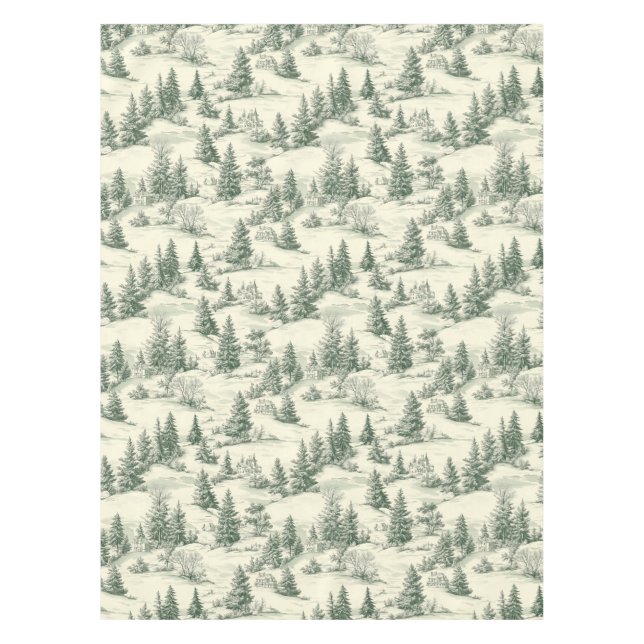 Classic Green und Cream Toile Französisch Weihnach Tischdecke (Vorderseite)
