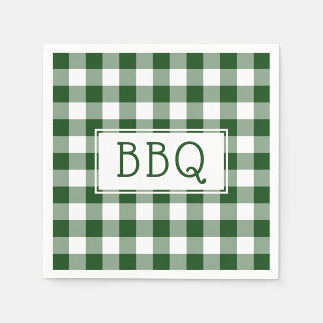 Classic Green und White Gingham Pattern GRILLEN Pa Serviette (Vorderseite)
