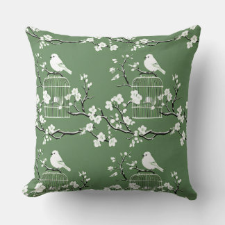 Classic Green & White Chinoiserie Birdcage Kissen