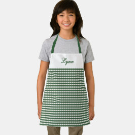 Classic Green & White Gingham | Personalized Name Schürze