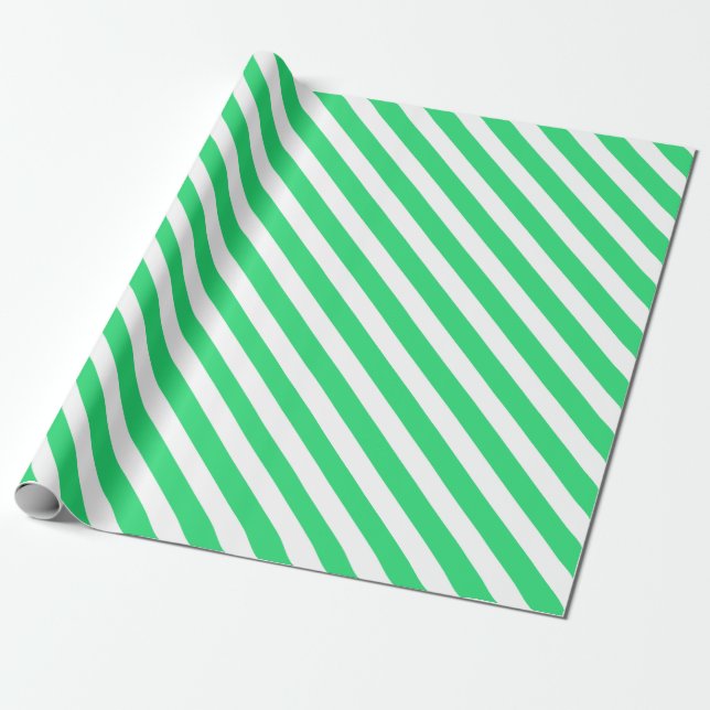 Classic Green & White Stripes Weihnachten Geschenkpapier (Ungerollt)