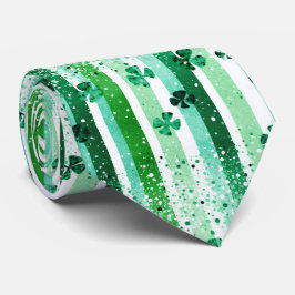 Classic Green White Vertical Stripes Shamrocks Krawatte
