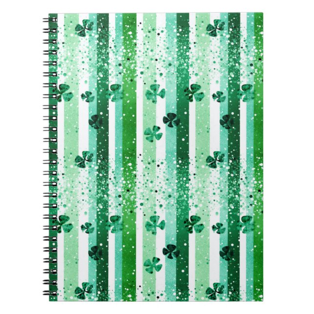 Classic Green White Vertical Stripes Shamrocks Notizblock (Vorderseite)