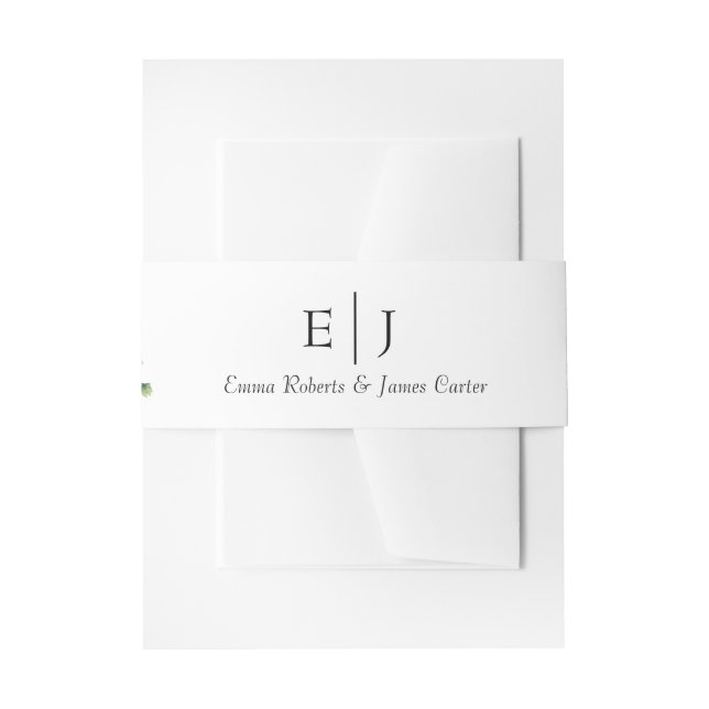 Classic Greenery Monogram Invitation Belly Band (Vorderseite Beispiel)
