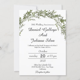 Classic Greenery Wedding Anniversary Invitations Einladung