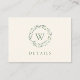 Classic Greenery Wreath Watercolor Hochzeitsdetail Begleitkarte
