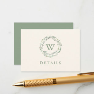Classic Greenery Wreath Watercolor Hochzeitsdetail Begleitkarte