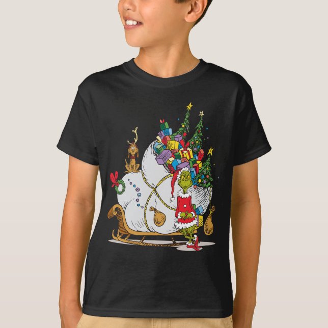 Classic Grinch | Grinch & Max mit Sleigh T-Shirt (Vorderseite)