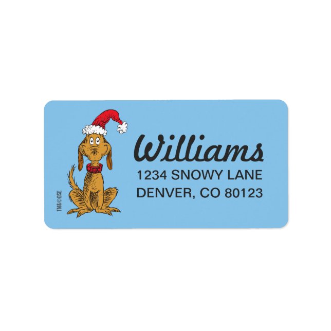 Classic Grinch | Max. Weihnachtsmannmütze Adressaufkleber (Vorne)