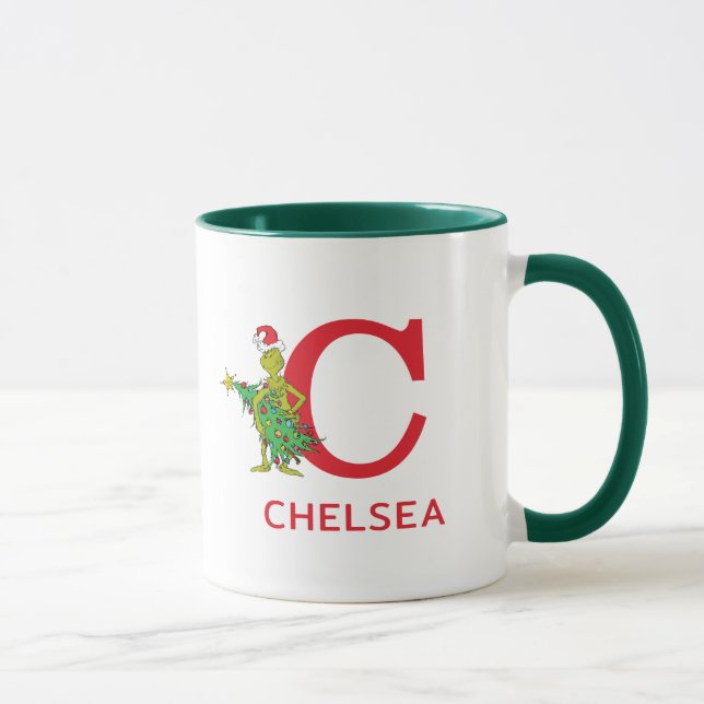 Classic Grinch | Name und Monogramm C Tasse (Rechts)