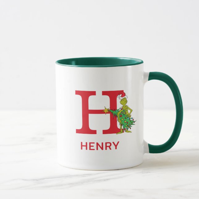 Classic Grinch | Name und Monogramm H Tasse (Rechts)
