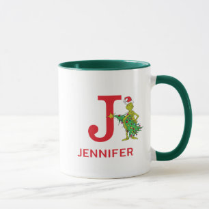 Classic Grinch   Name und Monogramm J Tasse