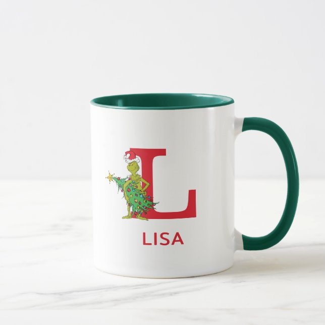 Classic Grinch | Name und Monogramm L Tasse (Rechts)