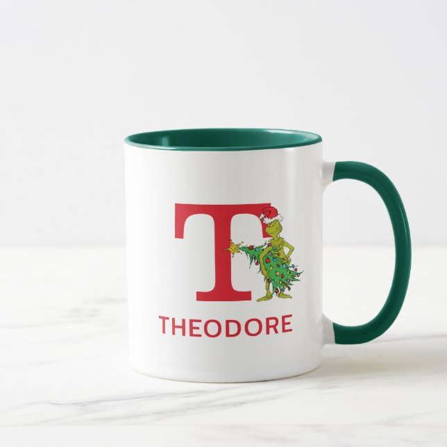 Classic Grinch | Name und Monogramm T Tasse (Rechts)
