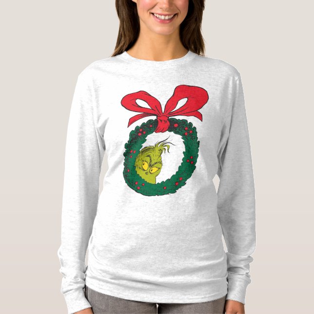 Classic Grinch | Weihnachtskranz T-Shirt (Vorderseite)