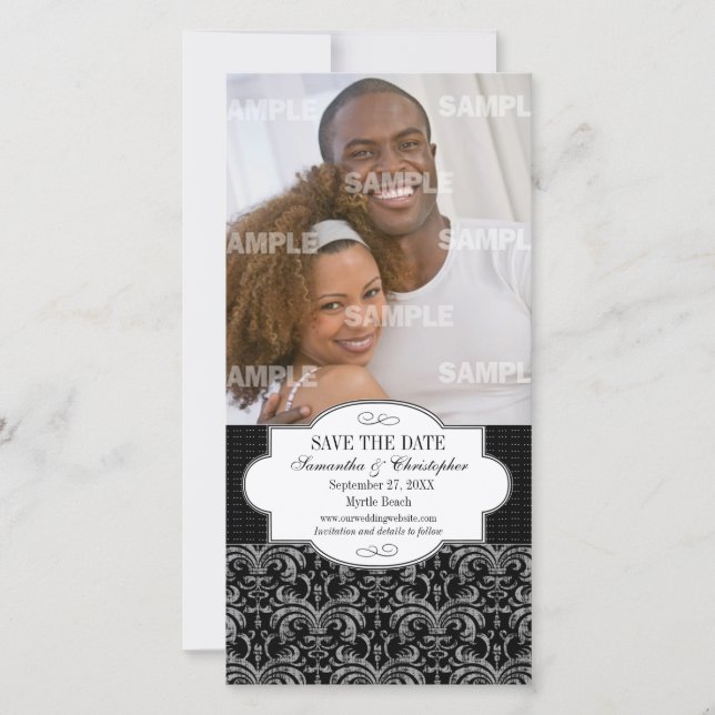 Classic Grunge Damask Save the Date Fotokarte (Vorderseite)