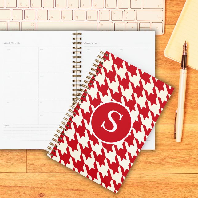 Classic Hahnentrittmuster Cherry Red & White Monog Planer (Von Creator hochgeladen)