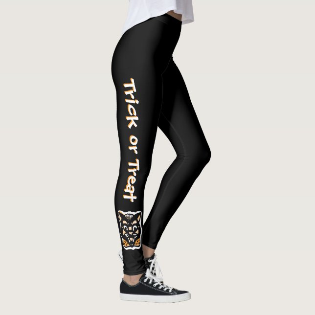 Classic Halloween Cat | Dunkler Trick oder Behandl Leggings (Rechts)