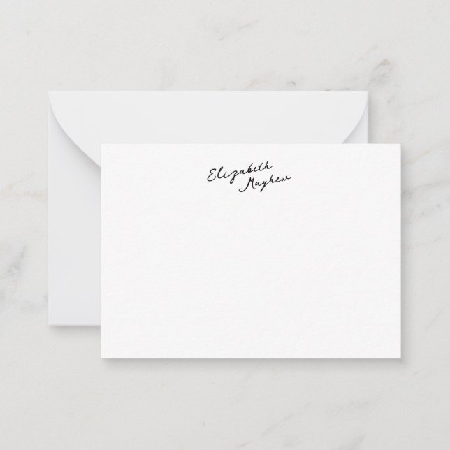 Classic Handwritten Name Monogram Flat Note Cards Mitteilungskarte (Vorderseite)
