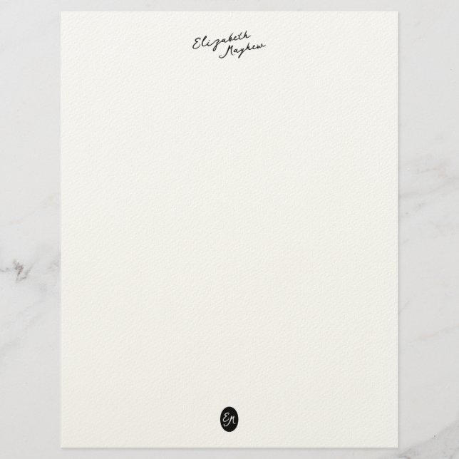 Classic Handwritten Name Monogram Letterhead Briefbogen (Vorderseite)