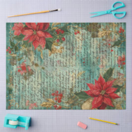 Classic Handwritten Poinsettia Christmas Holiday Seidenpapier