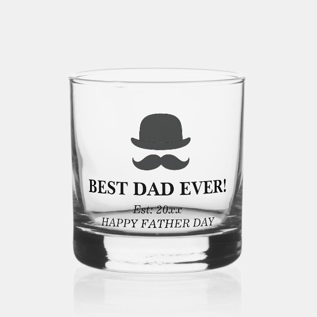 Classic Hat & Mustache Vatertag Whiskyglas (Vorderseite)