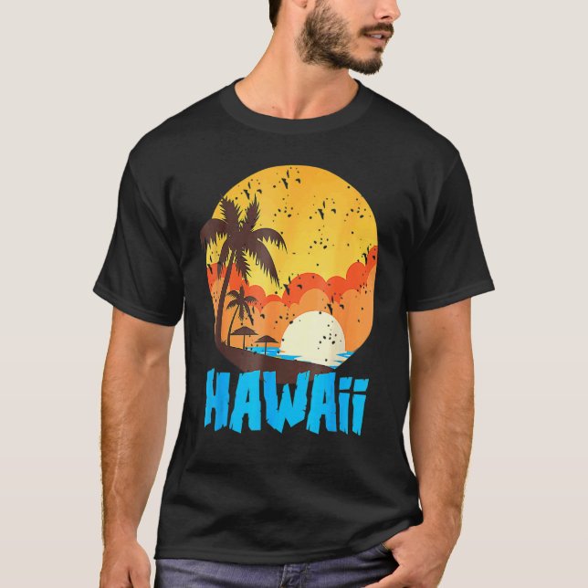 Classic Hawaiian Palm Beach Hawaii Cool 70's 80's T-Shirt (Vorderseite)