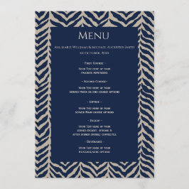 Classic Herringbone Navy - Wedding Reception Menu Menükarte