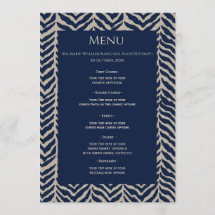 Classic Herringbone Navy - Wedding Reception Menu Menükarte