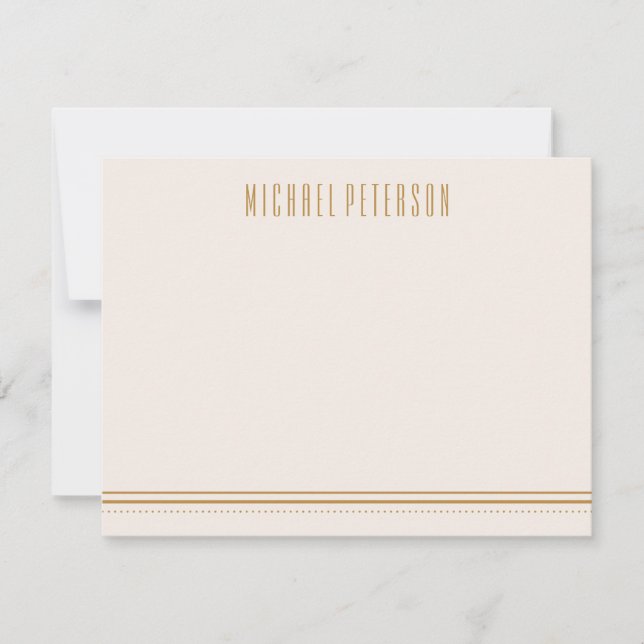 Classic Hexagon Men's Stationery - Gold Mitteilungskarte (Vorderseite)