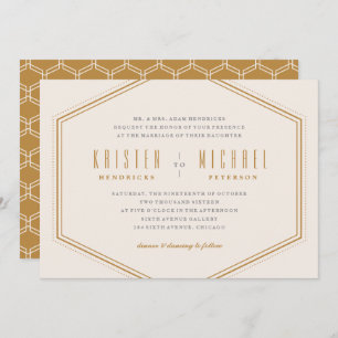 Classic Hexagon Wedding Invitation - Gold Einladung