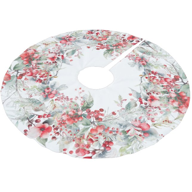 Classic Holiday Berries Polyester Weihnachtsbaumdecke (Schrägansicht)