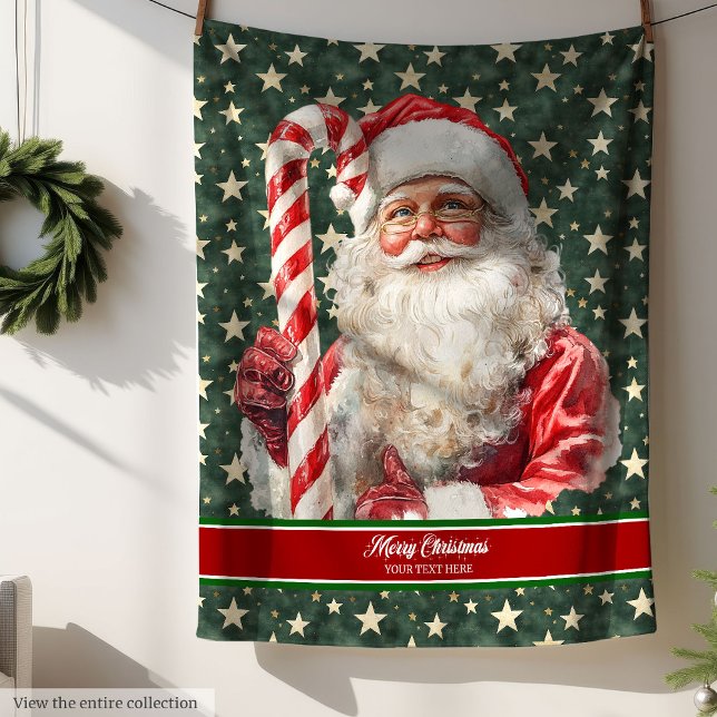 Classic Holiday Blanket Santa Claus Candy Cane Fleecedecke (Classic Holiday Blanket Santa Claus Candy Cane)