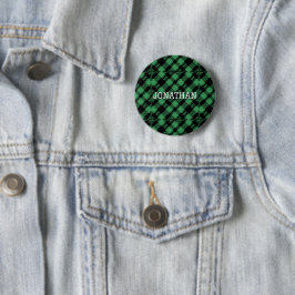 Classic Holiday Green Checkered Pattern  Button